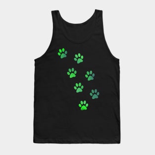 Green Watercolour Paw Prints Tank Top